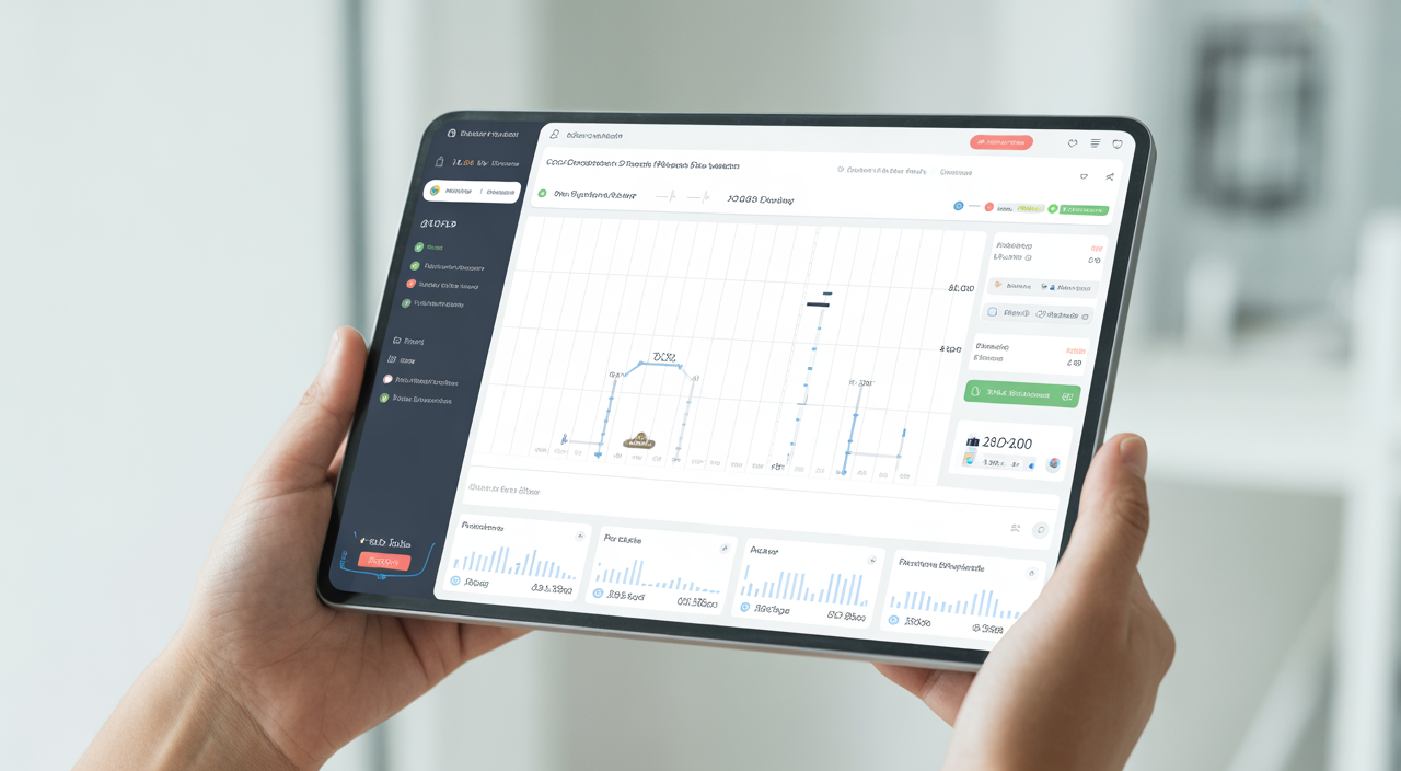 Construction project tracking platform dashboard showing real-time site progress and budget status